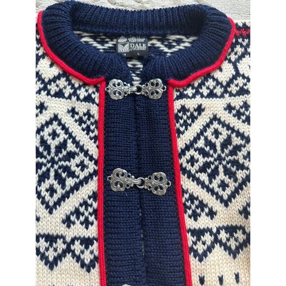 Dale of Norway Men's Wool Sweater L Nordic Cardigan Fair Isle Vintage - Picture 2 of 8